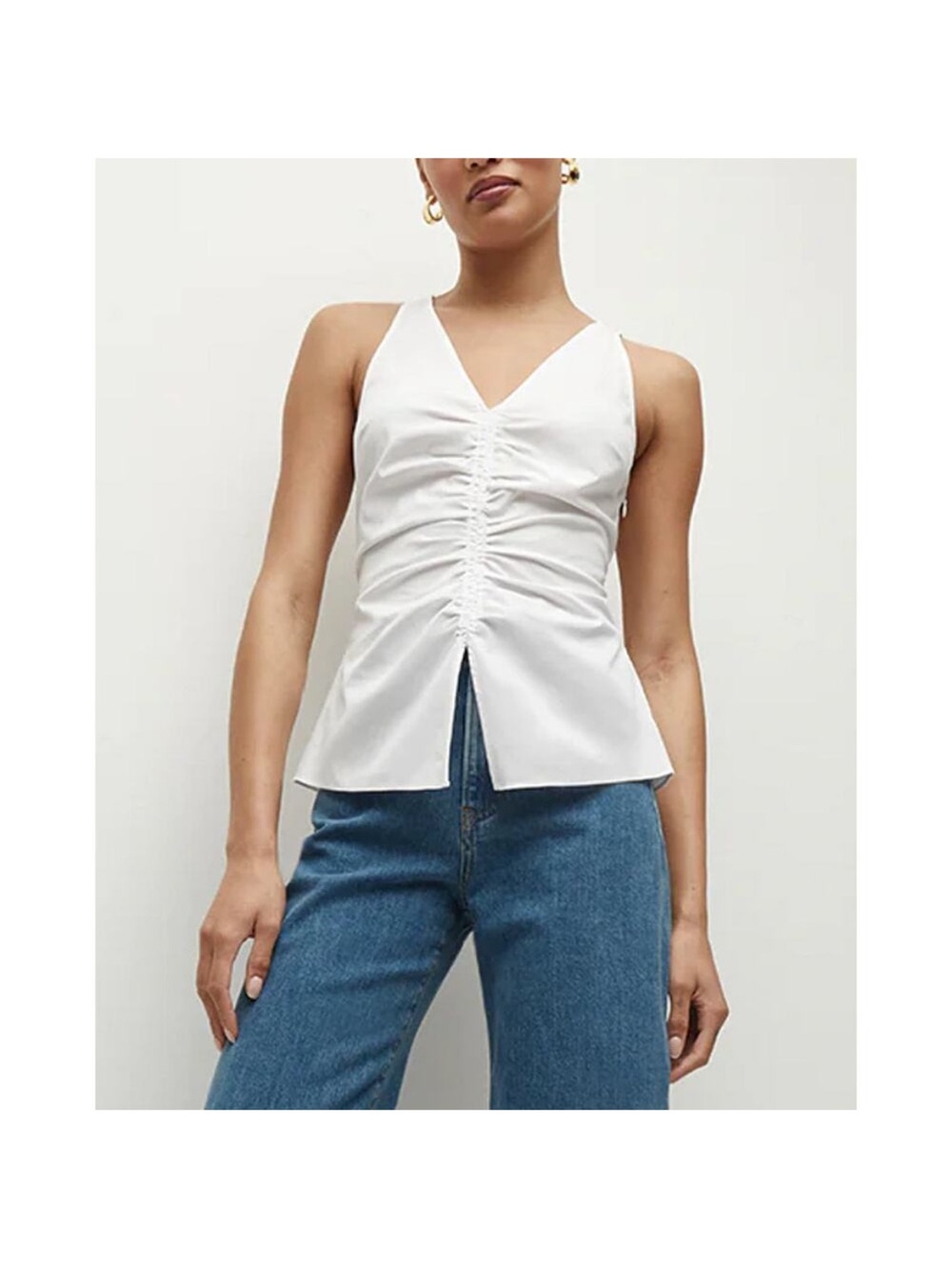 Veronica Beard white Oya ruched sleeveless top sz 0